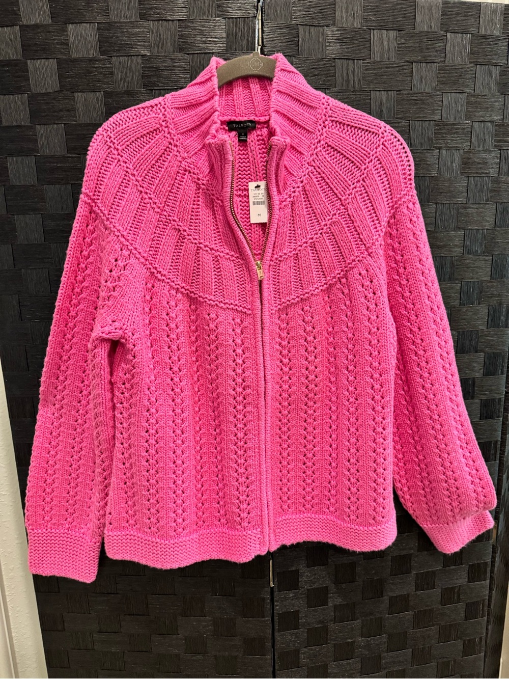 Talbots Bright Pink Zip-Up Knit Cardigan
